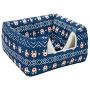 Hollypet Self-Warming 2 in 1 Foldable Comfortable Triangle Cat Bed Tent House, Blue Deer