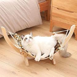 Yakuin Cat Hammock,Cat Hammocks for Indoor Cats,Leopard Print Cat Hammock,Two-Sided Short Plush Cat Hammock Soft Cat Bed,Holds Small to Medium Size Cat or Toy Dog,Easy to Assemble