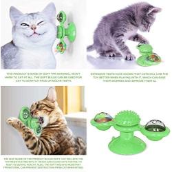 Windmill Cat Toys, Spinning Cat Toy with 2Catnip Glow Ball and 1Led Ball,Catnip Toy with Scratch Hair Brush Grooming Tool for Cat(Blue) (Green)