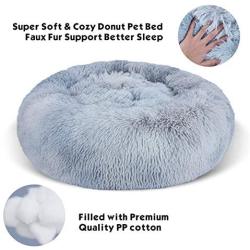 FURTIME Calming Dog Bed Cat Bed Donut Cuddler 16/20/23/30inch Round Anti-Slip Faux Fur Pet Bed for Small Medium Dogs and Cats Anti-Anxiety Fluffy Puppy Bed Washable Orthopedic Dog Bed with Muti-Color