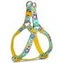 PETLOFT Dog Harness, Soft Texture Adjustable Dog Harness in Floral Print with Dual Stainless Steel Rings for Easy Leash Clip (M, Floral Blue)