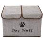 Geyecete Large Storage Boxes - Large Linen Fabric Foldable Storage Cubes Bin Box Containers with Lid and Handles for Dog Apparel & Accessories, Dog Coats, Dog Toys, Dog Clothing