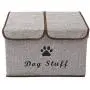 Geyecete Large Storage Boxes - Large Linen Fabric Foldable Storage Cubes Bin Box Containers with Lid and Handles for Dog Apparel & Accessories, Dog Coats, Dog Toys, Dog Clothing