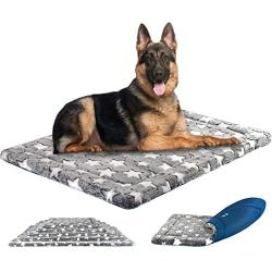 KROSER 24''/30''/36''/42''/48'' Dog Bed Reversible Mat (Warm & Cool) Stylish Pet Mat Pad High Density Foam Machine Washable Pet Bed for Dogs 25lbs-110lbs