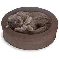 FurHaven Pet Dog Bed | Snuggle Terry & Suede Cup Pet Bed for Dogs & Cats, Camel, 18-inch