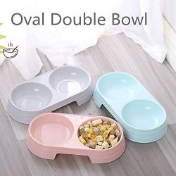 LFOZ Pet New Macarone Double Pet Bowl Plastic Puppy Cat Food Water Drinking Dish Feeder Cat Puppy Feeding Supplies Small Dog Accessories (Color : Random)