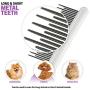 Detangling Pet Comb with Long & Short Stainless Steel Teeth for Removing Matted Fur, Knots & Tangles – Detangler Tool Accessories for Safe & Gentle DIY Dog & Cat Grooming (Grooming Comb)