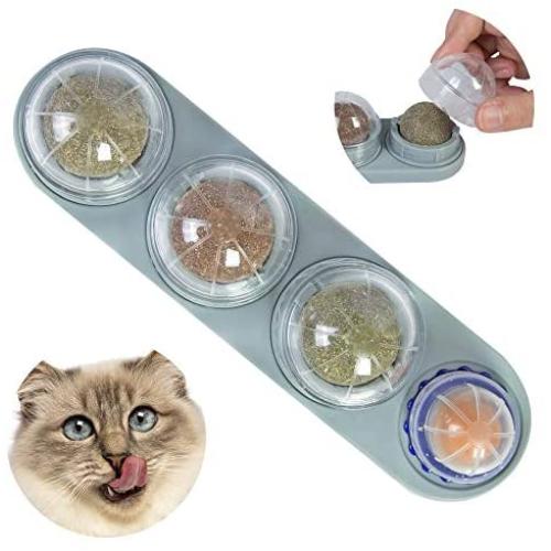 Yeteng Catnip Ball for Cat Licking, Natural Edible Catnip Wall Ball, Catnip Wall Lick Snacks, Catnip Rotatable Licking Treats Toys for Cats Kitten Kitty