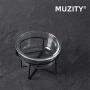 MUZITY Glass Raised Cat Small Dog Dishes, 20 Ounces Pet Food or Water Bowls with Metal Stand, Transparent