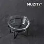MUZITY Glass Raised Cat Small Dog Dishes, 20 Ounces Pet Food or Water Bowls with Metal Stand, Transparent MUZITY Glass Raised Cat Small Dog Dishes, 20 Ounces Pet Food or Water Bowls with Metal Stand, Transparent