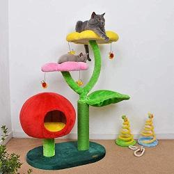 Cute Cat Tree, Pumpkin Condo, Soft and Spacious Flower Perch, Sisal Scratching Posts, Dangling Bee Toys, for Kitten Play and Sleep