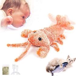 LaoNa Flippity Lobster Cat Toy Electric Moving Cat Fish Catnip Toy Plush Interactive cat Toys Funny Pets Pillow for Indoor Kitten (2 Pcs)