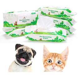 PUPTECK Pet Grooming Wipes for Dogs & Cats - 8.3''x8'' Hypoallergenic Cleaning Wipes for Ears/Eyes/Face/Butt/Paw/Body, Fragrance-Free, Earth-Friendly, 80 Counts per Pack, Multi Packs