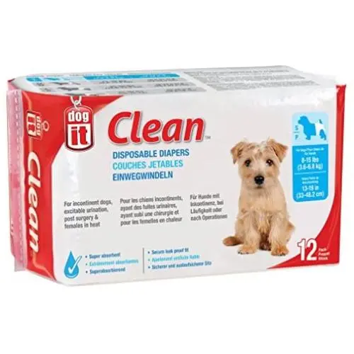 Dogit Disposable Dog Diapers for Incontinent Dogs, Super Absorbent and Secure Leak Proof Fit, Small, 12 Pack