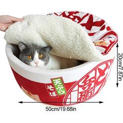 Foldable Cat Bed Pet House Contain Cushion, Instant Noodle Bowl Cat Nest with Lid, Non-Slip Soft Warm, Washable and Scratch-Resistant - for Cats and Small Dogs