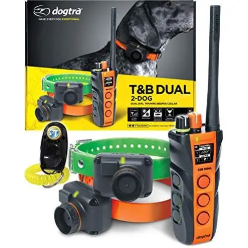 Dogtra T&B Dual Dial Dog Remote Training and Beeper Collar - 1.5-Mile-Long Range, Sports Upland Hunting, Fully Waterproof, Rechargeable, Static, Locate - Includes PetsTEK Trainer Clicker Dogtra T&B Dual Dial Dog Remote Training and Beeper Collar - 1.5-Mile-Long Range, Sports Upland Hunting, Fully Waterproof, Rechargeable, Static, Locate - Includes PetsTEK Trainer Clicker