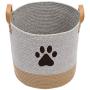 Geyecete Cotton Rope Basket with Leather Handle Dog Cotton Rope for Dogs Laundry Basket Storage Bin Dog bin Storage Bins-Natural Woven Basket