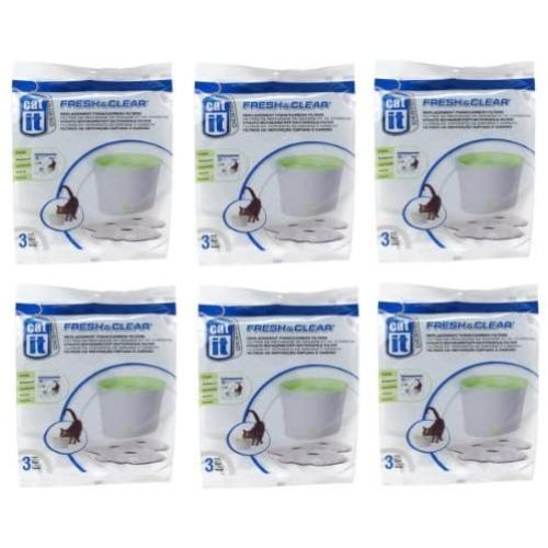Catit Replacement 3 Pack Carbon & Foam Cartridge for Fresh & Clear Water Fountain (6-Pack)