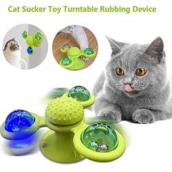 Ttzz Cat Windmill Toy, Three-Headed Windmill Cat Toys with Suction Cup Interactive Toy for Pet