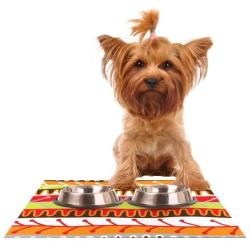 KESS InHouse Jacqueline Milton Salsa-Orange Yellow Red Feeding Mat for Pet Bowl, 24 by 15-Inch