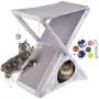 Ruff n Ruffus Foldable Cat Tower Tree + Free Bonus Handheld Chase Toy + 6 Cat Toys | Plush Folding House with Hammock | Condo | Scratching Pad | & Play Balls | for Kittens | Medium & Large Cats Ruff n Ruffus Foldable Cat Tower Tree + Free Bonus Handheld Chase Toy + 6 Cat Toys | Plush Folding House with Hammock | Condo | Scratching Pad | & Play Balls | for Kittens | Medium & Large Cats