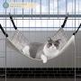 ComSaf Reversible Cat Hammock, Breathable Pet Cage Hammock with Adjustable Straps and Metal Hooks, Double-Sided Hanging Pet Hammock Bed for Cats, Ferret, Puppy, Other Small Animals, 22 x 19 inch