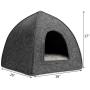 Hollypet Felt Pet Bed, Cat Tent Cave for Kittens and Small Dogs, 16 x 16 x 17 inches Triangle Feline House Hut with Washable Cushion for Indoor Outdoor