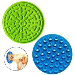 Vamotto 2 Pack Dog Lick Pad with Suctions for Shower, Dog Slow Feeder Mat, Silicone Dog Slow Feeder Bowl to Wall for Pet Bathing, Grooming, and Dog Training