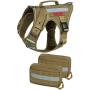 OneTigris Tactical Dog Harness with Backpack Pouch, Reflective K9 Harness, Military Dog Harness for Medium Large Dogs(Coyote Brown,M)