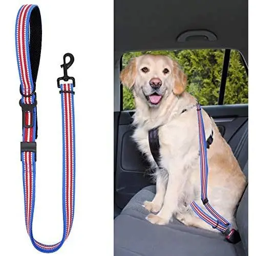Didog Dog Safety Seat Belt, Dog Vehicle Car Harness/Leash with Handle for Car Travel Walking,Adjustable Dog Leashes Fit Small Medium Large Dogs,Blue Didog Dog Safety Seat Belt, Dog Vehicle Car Harness/Leash with Handle for Car Travel Walking,Adjustable Dog Leashes Fit Small Medium Large Dogs,Blue