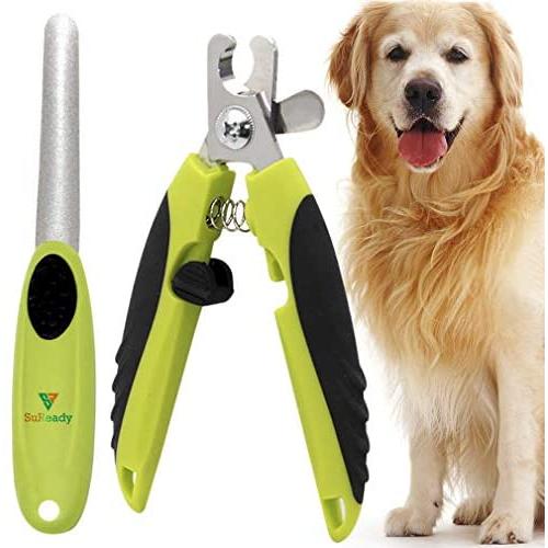 SuReady Dog Nail Clippers - Pet Nails Trimmer for Dogs or Cats with Safety Guard to Avoid Over-Cutting, Free Nail File & Lock Switch, Sturdy Non-Slip Handles
