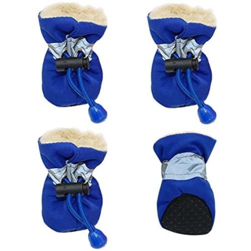 4pcs Pet Dog Anti-Slip Rain Snow Boots Footwear Puppy Cats Thick Warm Socks