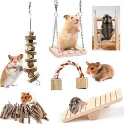 ZUDZUW Hamster Chew Toy Set, Rat Toys Natural Pine Wood, Gerbil, Hamster, Chinchillas Favorite Chewing Toy,Toys Accessories,Suitable for Small Pet Chewing and Playing Sports