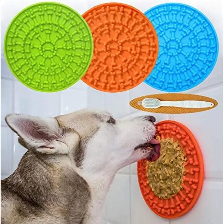 Kwispel Dog Lick Pad  Dog Puzzle Lick Mat with Clean Brush