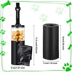 Zonon Leash Treat Holder and Poop Waste Dispenser, 2 in 1 Dog Waste Holder Dispenser and Treat Container Pouch, Includes 4 Rolls Leak-Proof Dog Waste Bags