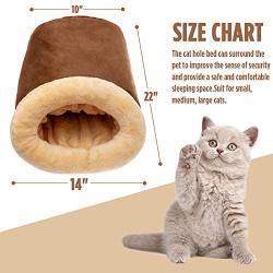 FLYSTAR Cat Bed Cave - Soft Covered Cat Bed for Indoor, Faux Suede Self Warming Cat Hideaway House Hole, Sleeping Cushion Bed for Small, Medium, Large Cats (Clearance Washable)