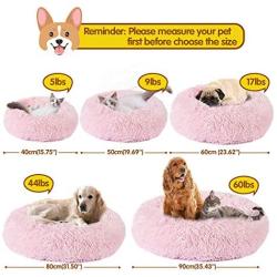 EMUST Round Dog Bed, Cat Beds for Indoor Cats, Fluffy Dog Bed, Anti-Slip Machine Washable-Ped Beds for Cats Small Medium Dogs, Multiple Sizes, Multiple Colors