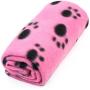 LuckyStone Warm Dog Cat Puppy Kitten Fleece Blankets Sleep Mat Pad Bed Cover with Paw Print Cushion Soft Pet Blanket for Small Animals