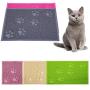 UUME Rectangle Pet PVC Bowl Mat Waterproof Dog Cat Mat Non-Stick Non-Slip Anti-Spill Easy Clean Pet Feeding Mat for Food and Water Blue 1Pcs