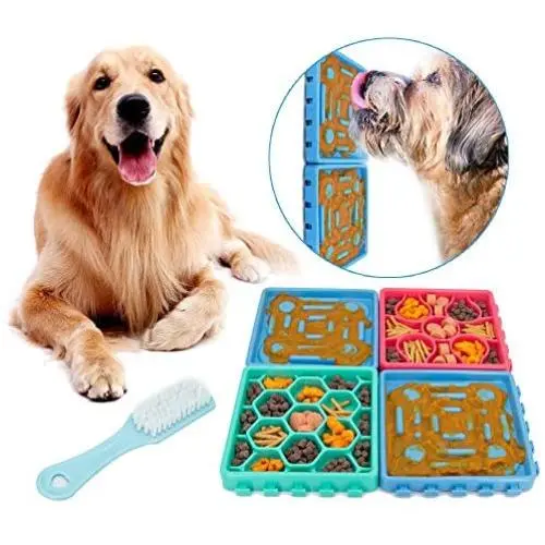 plump tiger Pet Licking Mat, Slow Feeder Dog Bowls, 4 Pieces Combination Fun Feeder for Anxiety Relief, Anti-Slip at The Bottom Mat, Healthy Feeder Licking Mat Dry & Wet Food is Available plump tiger Pet Licking Mat, Slow Feeder Dog Bowls, 4 Pieces Combination Fun Feeder for Anxiety Relief, Anti-Slip at The Bottom Mat, Healthy Feeder Licking Mat Dry & Wet Food is Available