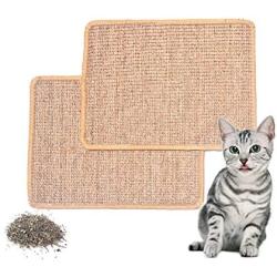 PATTNIUM 2PCS Cat Scratching Mat Cat Scratch pad Anti-Slip Cat Scratcher Rug Natural Sisa Kitty Scratch Pad Bed for Cat Grinding & Protecting Furniture and Carpet Pack of 2