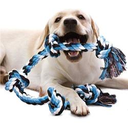 HEFEI 5 Knots Indestructible Medium Large Dog Twisted Rope Tug for Aggressive Chewers Chew Toy Pet Supplies Teeth Cleaning Toy Dog Rope Toys