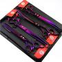 Purple Dragon 8.0 inch Professional Pet Grooming Scissors,Dog Straight Shear, Thinning/Blending Scissor & 2 PCS Curved Shear with Bag