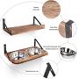 Emfogo Dog Bowls Customized Height Wall Mounted Elevated Pet Feeder with 2 Stainless Steel Dog or Cat Dishes and Storage Shelf Rustic Wood Raised Pet Bowls 15.8 in L