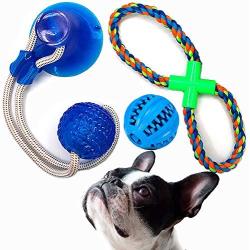 Set of 3 Interactive Dog Toys Dogs, Pet Chew Toy with Suction Cup, Pet Rope Toy, Teeth Cleaning and Feeder Dog Toy, Durable, Self-Playing, Pet Ball Toy for Tugging, Pulling, Chewing, Playing, ball dog