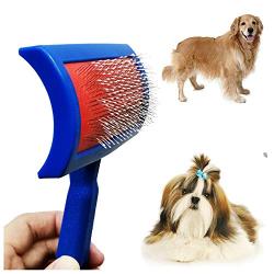 Chanok Dog Brush for Shedding Short Hair ( Free Dog Collar) Grooming Tool Easy To Clean Cleaning Slicker Comb for Short & Long Hair Pet, Small Dog, Golden Retriever, Poodle, Shih Tzu, Puppy