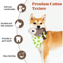 Lewondr Plush Dog Toys, Cute Soft Squeaky Plush Toy for Dogs Quality Corduroy Animated Stuffed Puppy Chew Toy with Squeakers Owl-Shape Interactive Soft Pet Toys for Biting - Coffee & White