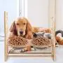 Niubya Dog Bowl with Elevated Stand, Bamboo Framed Raised Bowls for Cats and Small Dogs with Adjustable and Anti-Slip Legs, Include 2 Stainless Steel Bowls Niubya Dog Bowl with Elevated Stand, Bamboo Framed Raised Bowls for Cats and Small Dogs with Adjustable and Anti-Slip Legs, Include 2 Stainless Steel Bowls