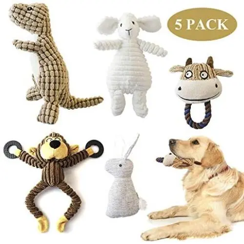 SUNKY 5 Pack Dog Squeaky Toys Durable Squeak Plush Dog Toys Stuffed Plush Pet Toys for Small, Medium, Large Dogs SUNKY 5 Pack Dog Squeaky Toys Durable Squeak Plush Dog Toys Stuffed Plush Pet Toys for Small, Medium, Large Dogs