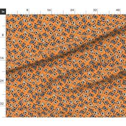Spoonflower Fabric - Pug Dot Orange Dog Puppy Animal Pet Polka Cute Tan Black Toy Breed Printed on Performance Piqué Fabric by The Yard - Performance Athletic Apparel Fashion